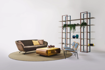 VELA - Open steel bookcase with leather and wood details by Casa Covre - view 3